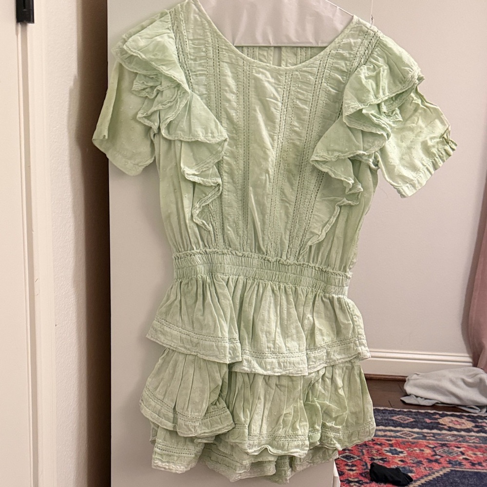 LoveShackFancy Light Green Mini Dress